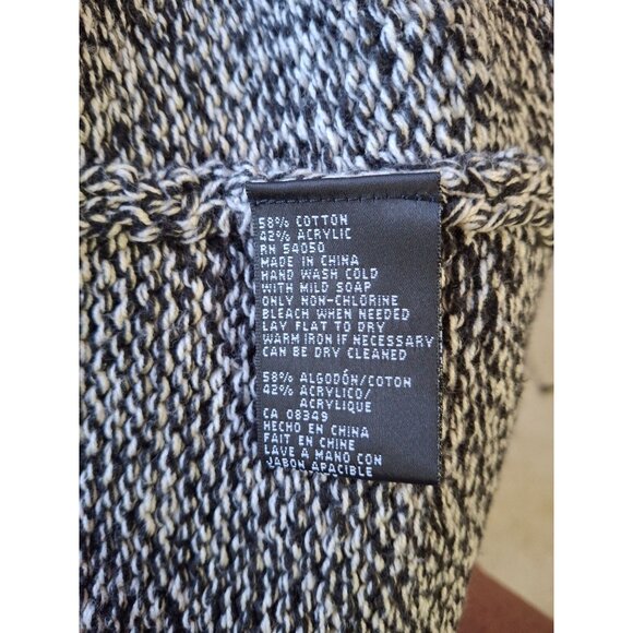 Kasper Cardigan PM Black White Marled Knit Short Sleeve Button Cowl Neck - Picture 4 of 8